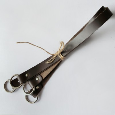 Ручки из натуральной кожи 60 см. на кольцах - Горький шоколад.